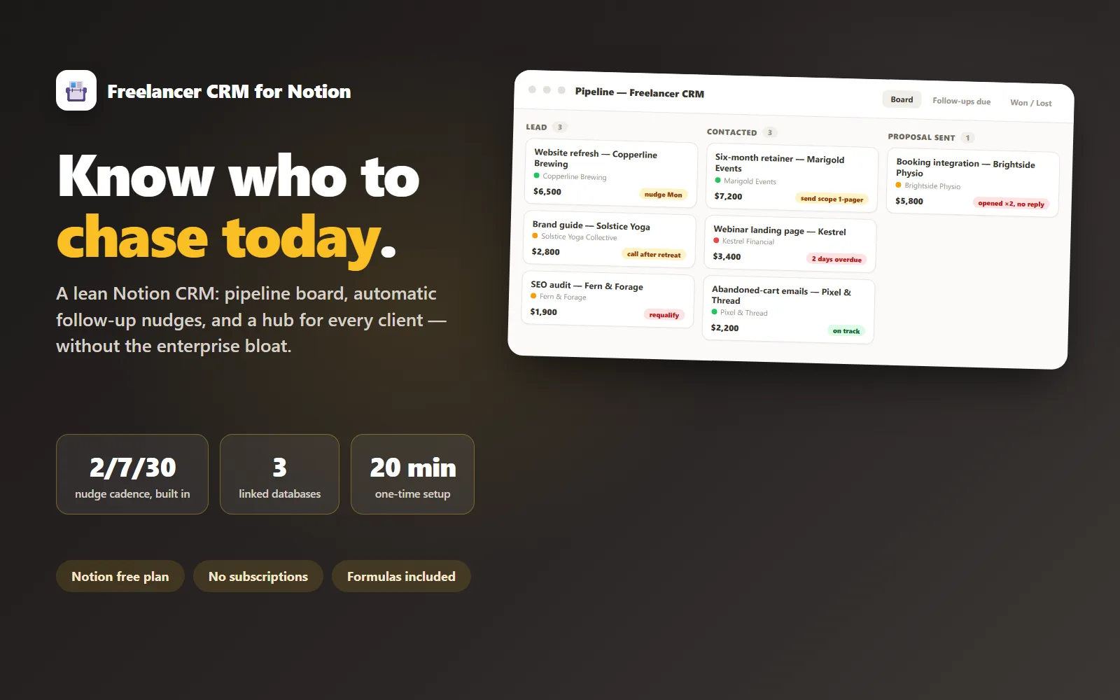 Freelancer CRM for Notion