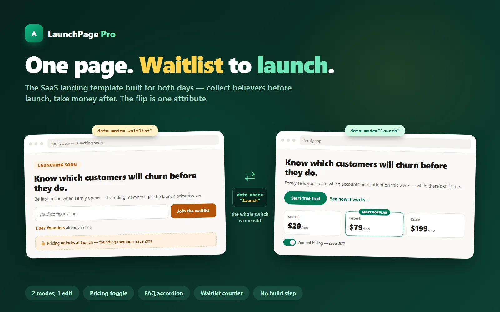 LaunchPage Pro — SaaS Landing Template