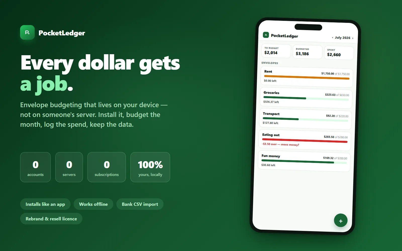 PocketLedger — Local-First Budgeting App
