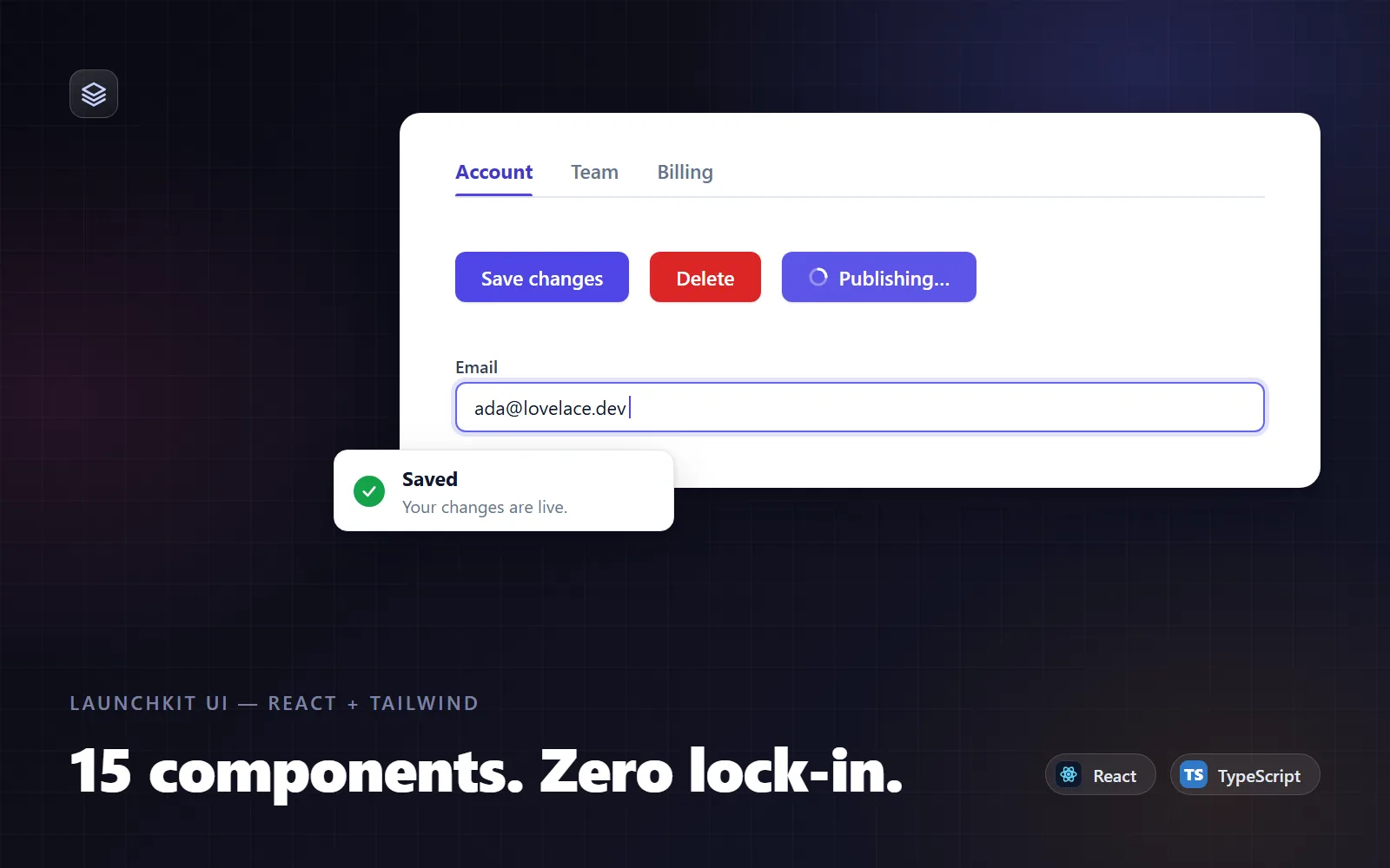LaunchKit UI — React + Tailwind Component Pack